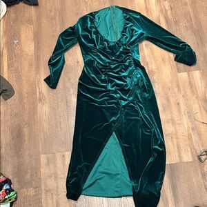 Baltic Born Teal Velvet Long Sleeve Dress
